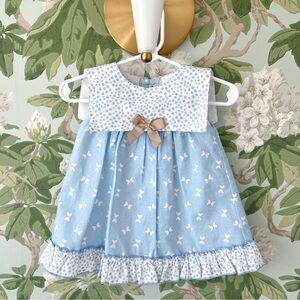 Girl Blue and White Dress